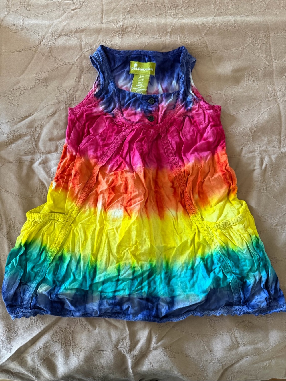 Kids Rainbow Ombre Tank Dress - Pink, Orange, Yellow, Blue